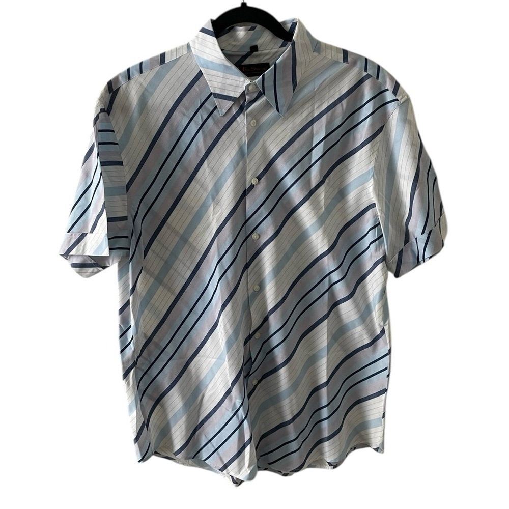 Ben Sherman Mens Casual Button-Down Stretch Striped Shirt Size XL